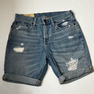 ✨Hollister Denim Shorts Ripped Distressed Cuffed‎ Hem Light Wash Size 28 6.5 in